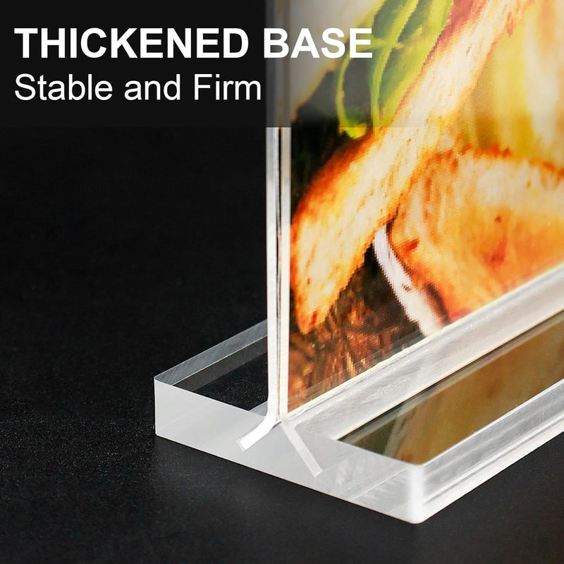 dulvus Acrylic Sign Holder 5.5x8.5 Inches 4 Pack, Double Sided Clear Display Stand Table Top Sign Paper Holder, Vertical Menu Flyer Holder, Plastic Sign Frame for Stores, Restaurants, Hotels, Office - Image 5